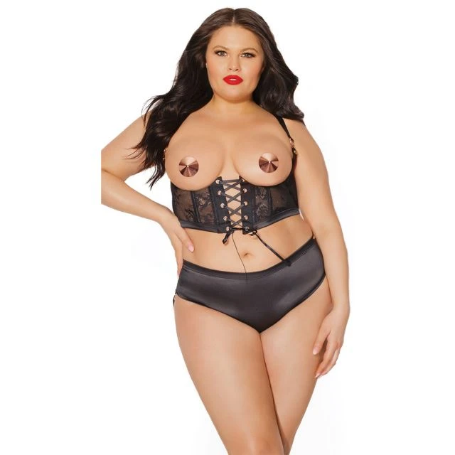 Vente chaude Fournisseur de lingerie sexy PLUS TAILLE ENSEMBLE DE SOUTIEN-GORGE EN DENTELLE ET SATIN Fabriqué en Chine Vente en gros du fabricant d'usine